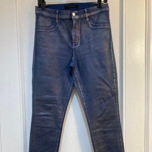 Blue denim with a coated finish, J Brand